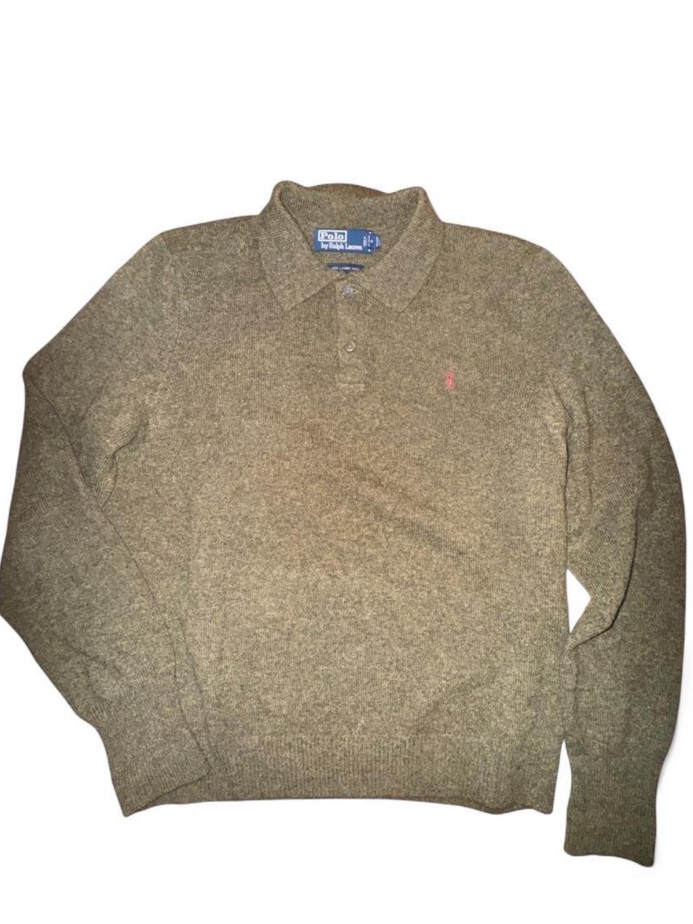 1980s Vintage Polo by Ralph Lauren Olive Polo Sweater with Pink Pony